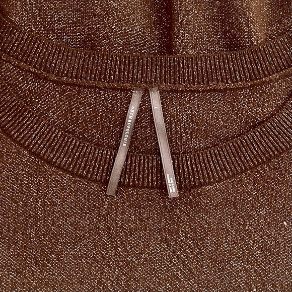 ANTHROPOLOGIE Gemini Metallic Shimmer Sweater Cropped Twist Front Knitwear Large - Picture 10 of 12